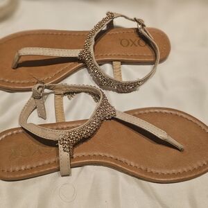 Elegant Beige Sandals with Rhinestone Detailing